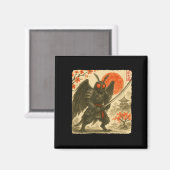 Mothman Samurai Japanese Warrior Costume Sumi-e Ar Magnet (Vorderseite/Rückseite)