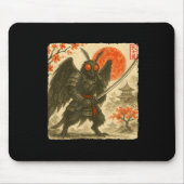 Mothman Samurai Japanese Warrior Costume Sumi-e Ar Mousepad (Vorne)