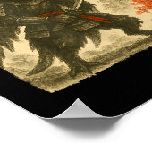 Mothman Samurai Japanese Warrior Costume Sumi-e Ar Poster (Ecke)