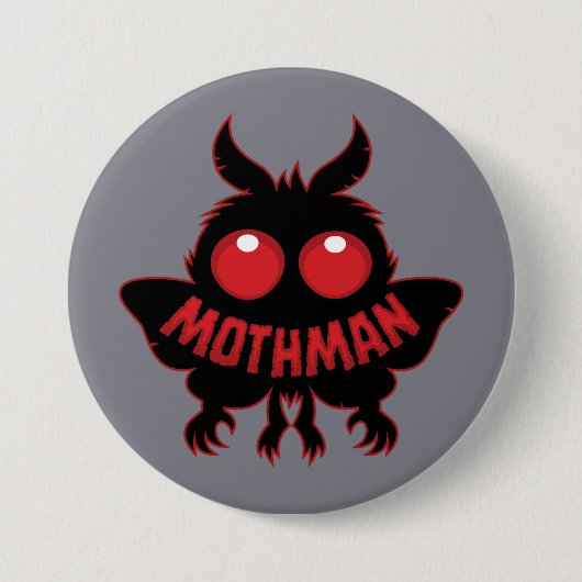 Mothman-Silhouette mit roten Augen Button (Vorderseite)