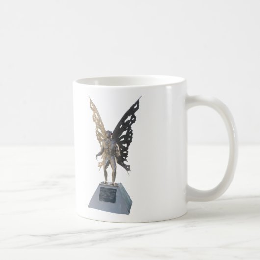Mothman Statue vom Punkt angenehmes West Virginia Kaffeetasse (Rechts)