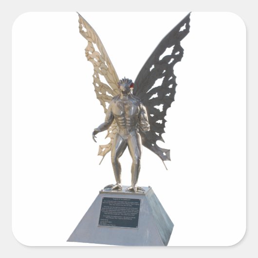 Mothman Statue von Point Pleasant West Virginia Quadratischer Aufkleber (Vorderseite)