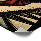 Mothman und Bridge Spooky Holzschnitt Art Print Poster (Ecke)