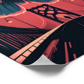 Mothman und Bridge Spooky Holzschnitt Art Print Poster (Ecke)