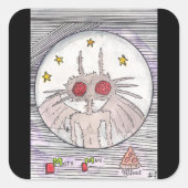 Mothman und Pizza Quadratischer Aufkleber (Vorderseite)