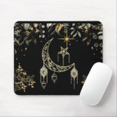 Moths and Moon Celestial Black Mousepad (Mit Mouse)