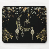 Moths and Moon Celestial Black Mousepad (Vorne)