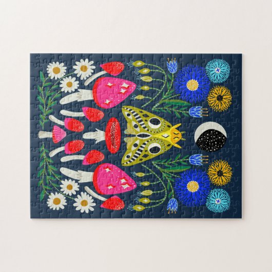 Moths and Mushroom Illustration Puzzle (Horizontal)