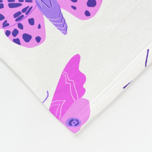 Moths Muster Pink Blau Lila Fleecedecke (Ecke)