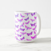 Moths Muster Pink Blau Lila Kaffeetasse (VorderseiteRechts)