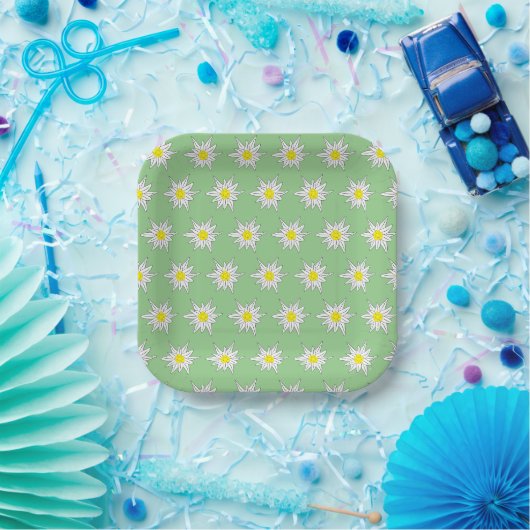 Motif Blume Motif Light Green Square Paper Plate Pappteller (Party)