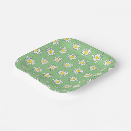 Motif Blume Motif Light Green Square Paper Plate Pappteller (Gewinkelt)