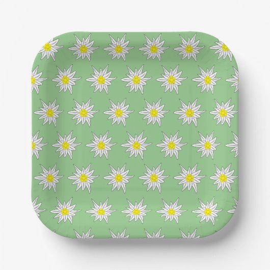 Motif Blume Motif Light Green Square Paper Plate Pappteller (Vorderseite)