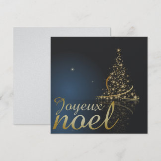 Motif de Noël bleu avec arbre de Noël doré Einladung
