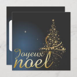Motif de Noël bleu avec arbre de Noël doré Einladung