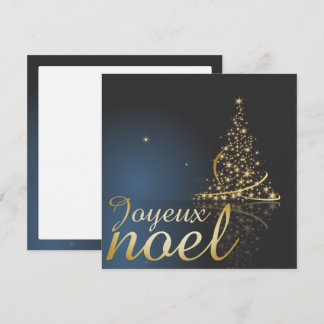 Motif de Noël bleu avec arbre de Noël doré Einladung