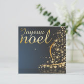 Motif de Noël bleu avec arbre de Noël doré Einladung (Stehend Vorderseite)