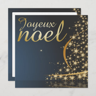 Motif de Noël bleu avec arbre de Noël doré Einladung