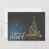 Motif de Noël bleu avec arbre de Noël doré Einladung (Vorderseite)