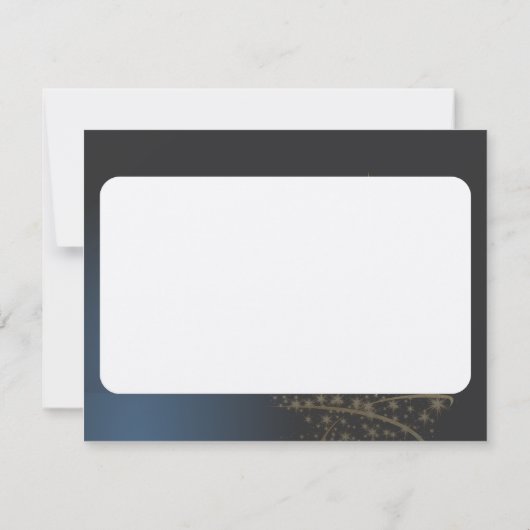 Motif de Noël bleu avec arbre de Noël doré Einladung (Rückseite)