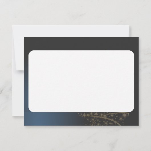 Motif de Noël bleu avec arbre de Noël doré Einladung (Rückseite)