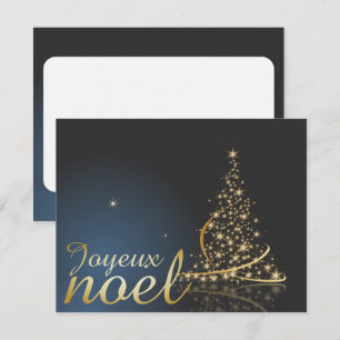 Motif de Noël bleu avec arbre de Noël doré Einladung