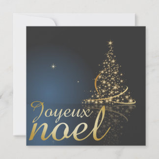 Motif de Noël bleu avec arbre de Noël doré Einladung