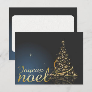 Motif de Noël bleu avec arbre de Noël doré Einladung