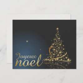 Motif de Noël bleu avec arbre de Noël doré Einladung