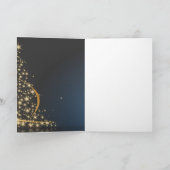 Motif de Noël bleu avec arbre de Noël doré Karte (Innenseite)