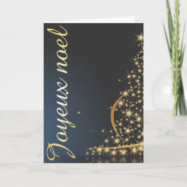 Motif de Noël bleu avec arbre de Noël doré Karte