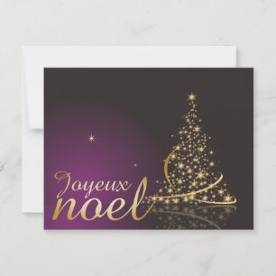 Motif de Noël pourpre avec arbre de Noël doré Einladung
