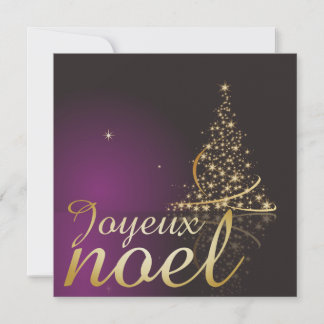 Motif de Noël pourpre avec arbre de Noël doré Einladung