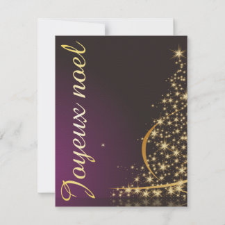 Motif de Noël pourpre avec arbre de Noël doré Einladung