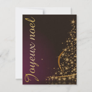 Motif de Noël pourpre avec arbre de Noël doré Einladung