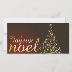 Motif de Noël rouge avec arbre de Noël doré Dankeskarte