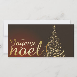 Motif de Noël rouge avec arbre de Noël doré Dankeskarte
