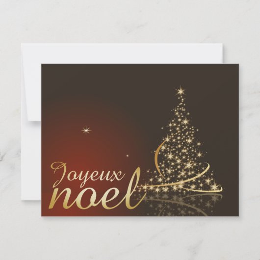 Motif de Noël rouge avec arbre de Noël doré Einladung (Vorderseite)
