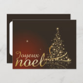 Motif de Noël rouge avec arbre de Noël doré Einladung (Vorne/Hinten)