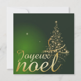 Motif de Noël vert avec arbre de Noël doré Einladung