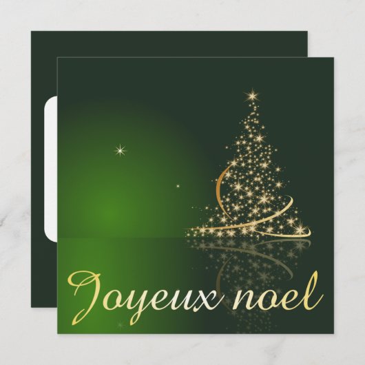 Motif de Noël vert avec arbre de Noël doré Einladung (Vorne/Hinten)
