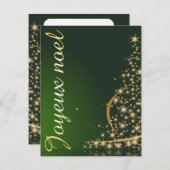 Motif de Noël vert avec arbre de Noël doré Einladung (Vorne/Hinten)