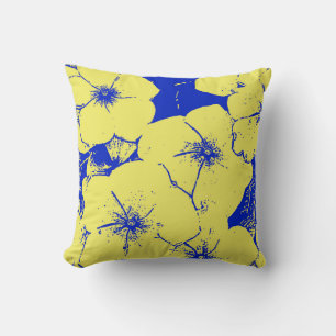 Motif Floral Sunny Yellow Blue Kissen
