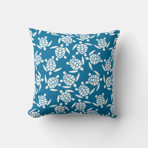 Motif für die blaue und weiße Wiederholung Meere Kissen