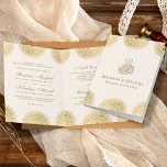 Motif-Hochzeit mit Cream und Gold Einladung<br><div class="desc">Erleben Sie Ihre Gäste mit dieser eleganten, gefalteten islamischen Hochzeit mit einem schönen Goldmotiv-Design und "Bismillah" in arabischer Kalligrafie. Fügen Sie einfach Ihre Veranstaltungsdetails zu dieser einfach zu bedienenden Vorlage hinzu, um sie zu einer einmaligen Einladung zu machen. Dreh die Karte auf, um ein Imitat mit Goldfolie auf der Kartenrückseite...</div>