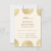 Motif-Hochzeit mit Cream und Gold RSVP Karte (Vorderseite)