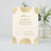 Motif-Hochzeit mit Cream und Gold RSVP Karte (Stehend Vorderseite)