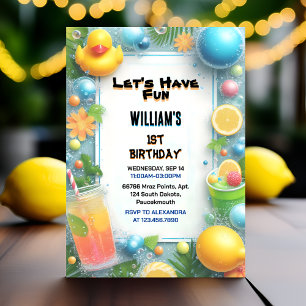 Motif Splash Bubbles Summer Duck Foam 1. Geburtsta Einladung