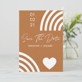 Motif Terracotta Boho Script Save the Date Foto Einladung (Stehend Vorderseite)