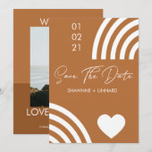 Motif Terracotta Boho Script Save the Date Foto Einladung (Vorne/Hinten)